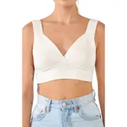 Endless Rose Tie Back Rib Bra Top in White at Nordstrom, Size Medium