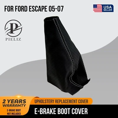 E Brake Boot Cover PVC Carbon Fit for Ford Escape 2005-2007 Gray Stitch