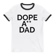 Dope A** Dad Father Ringer T-Shirt. Father's Day T Shirt grandfather graphic tee
