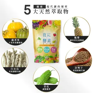 夜間酵素 (60顆/包) 酵素錠 酵素 乳酸菌 益生菌 纖維素 排便順暢 新層代謝 (3.1折)