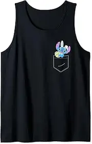 [Disney] Stitch Easter Egg and Bunny Ears Corner Pocket Art Tank Top