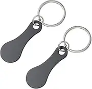 Stainless Steel Shopping Trolley Token Metal Coin Holder Couple Key Chain Shopping Cart Token Wine Bag Pendant 2pcs, As Shown