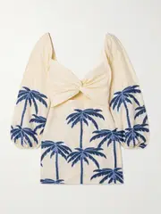 [Johanna Ortiz] Johanna Ortiz - The Power Of The Sea Cutout Embroidered Cotton-blend Voile Mini Dress - Ecru - US8 US 8 Ecru