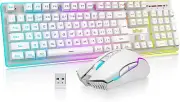 RedThunder K10 Wireless Gaming Keyboard and Mouse Combo, LED Backlit Rechargeabl