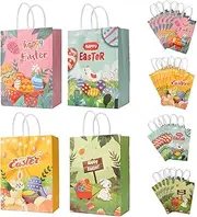 Proxima Direct 24 PCS Easter Paper Party Bags Kraft Gift Bags with Handle for Easter Candy Treat Bag Holiday Party Favors
