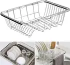 Expandable Dish Drying Rack Over Sink Adjustable 35 to 47cm, Stainless Steel