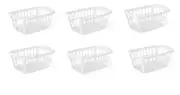 6 Pack White Plastic Laundry Baskets 1.5 Bushel Rectangular NEW Storage Solution
