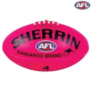 Sherrin KB Kangaroo Brand Synthetic AFL Football Pink - Size 4, 3, 2, 1