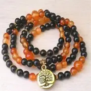 6MM Black Onyx Bracelet 108 Beads Tree Of Life Chakra Spirituality Bless Energy