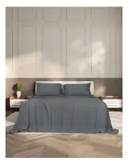 [DreamZ] Double Size Fitted Sheet Set Pillowcase 4 Pieces Set in Charcoal