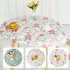 Round Vinyl Fitted Tablecloth with Flannel Backing Elastic Table Cloth ♛♛