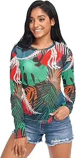 [RPLIFE] Dinosaur Skeletons Long Sleeve Mesh Top, Printed Mesh Top S-XXL