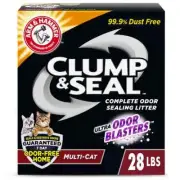 ARM & HAMMER Clump & Seal Multi-Cat Clumping Cat Litter 28 lb Box Odor Control