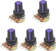 GUMMMY 5Sets WH148 3pin B1K ~ B1M ohm 1K 2K 5K 10K 20K 6Pin 15mm 10K 3 Terminal Linear Taper Rotary Potentiometer for3 203 503 104(Purple,50K Ohm)