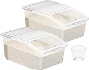 Rice Dispenser - Rice Container With Air-tight Lid | Dry Food Dispenser Large, Sealed Grain Containe Bin, Food Storage Container With Pulleys Sealed Organizer Household With Scale For Pantry, Kitchen