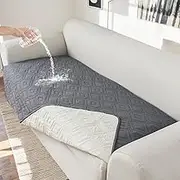 Genina 100% Waterproof Couch Cover for 3 Cushion Couch Sofa Cover for Dogs, Anti-Slip Sofa Covers Washable Couch Covers for Sectional Sofa L Shape Furniture Protector, 1 Piece (Dark Gray, Sofa)