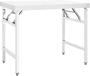 'vidaXL Stainless Steel Folding Work Table, 100x60x80 cm - Ideal for Kitchen, Bars, Restaurant, Commercial Use