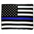 Wholesale ( 6 ) USA Thin Blue Line Police 50x60 Polar Fleece Blanket Throw Plush