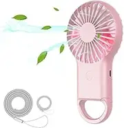 Simpeak Small Handheld Fan, 3 Speed Mini Slim Portable Fan USB Rechargeable Mini Pocket Fan with Flashlight Function for Outdoor Home Travel Shopping, Pink