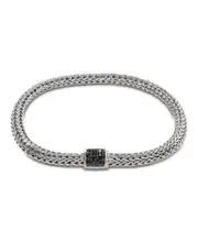 John Hardy Sterling Silver Icon Bracelet with Pave Black Sapphire, 5mm