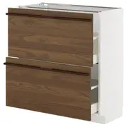 METOD / MAXIMERA base cabinet with 2 drawers, white/Stensta dark brown ash veneer, 80x37x80 cm