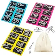 AUKEXLY Metal Wire Puzzle Set of 24 with Pouch,Brain Teaser IQ Test...