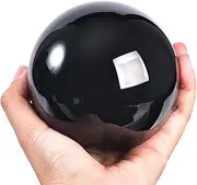 Black Obsidian Crystal Ball with Stand Large Healing Crystals Sphere for Meditation, Divination, Witchcraft 90-100mm/3.5-3.9"