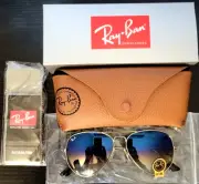 ⭐*AUTHENTIC* NEW Ray Ban RB3025 Aviator Gradient Blue 58mm Unisex Sunglasses