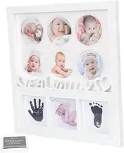 GREENADSCAPE Milestone Photo Frame Month Growth Record Display with Handprint Footprint Kit Creative Keepsake for Newborns present for Showers and First Birthdays