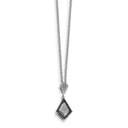 Sterling Silver Polished Diamond/Black Diamond Pendant