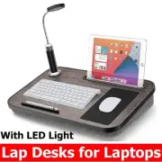 Laptop Table With Light & Mouse Pad Portable Lap Desk Tray Slot For Phone Tablet