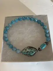 Turquoise & Amazonite Bracelet Plus Size 9 inches Bling NWT Handmade by Sheoma