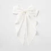 White Barrette Large Bow Hair Clip