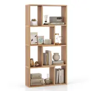 Giantex 4-Tier Wooden Bookshelf 120CM Open Display Shelving 8-Cube Bookcase Storage Organizer Natural