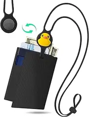 [BONE] Lanyard Passport Lite - Travel Essentials Wallet for Travel Accessories, Silicone Passport Wallet Cover Case Organizer Waterproof, Gifts for Men Women Patti Duck