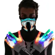 Halloween Light-Up Mask with Gloves, Scary Tooth Mask & Skeleton Glove for Hallo