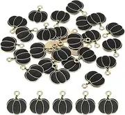 [uxcell] Pumpkin Pendants, 27 Pack Enamel Pumpkin Beads Metal Pumpkins Charm for Jewelry Making Bracelet Necklace Earring Keychain, Black