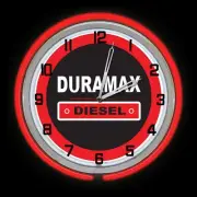 Duramax Diesel Chevy GMC Sign 19" Red Double Neon Clock Garage Man Cave