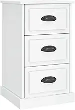 vidaXL Bedside Cabinet in High Gloss White - 3-Drawer Side Table Made from Engineered Wood, 39x39x67 cm Size