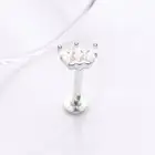 14 Karat White Gold Triple Marquise Sparkle Flower Threadless Push-In Flat Back