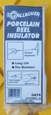 Gallagher Round Reel Porcelain Insulator, G674 10pk, Heavy Duty NEW