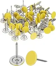uxcell 100Pcs Upholstery Tacks, 11mmx17mm Flat Head Thumb Tack Decorative Furniture Nails Push Pins for Furniture Sofa Headboards, Yellow