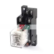 A● JQX-13F DIN Rail Mount DPDT 8Pin Power Relay w Socket DC 24V Coil 35mm