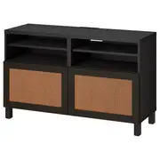BESTÅ TV bench with doors, black-brown/Studsviken/Stubbarp dark brown, 120x42x74 cm