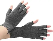 Leona Co 2 Pair Arthritis Gloves Women Men, Carpal Tunnel, Rheumatiod, Tendonitis, Relief, Fingerless Hand Thumb Compression Gloves (Grey, L)