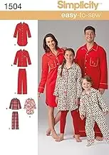 Simplicity 1504 Children's, Teens' and Adults' Loungewear Sewing Pattern, Size XS-S-M-L/XS-S-M-L-XL