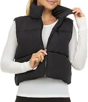 [Steve Madden] Cropped Puffer Vest for Women - Sleeveless Women’s Outerwear Vests