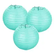 3Pcs Decorative Hanging Round Paper Lanterns 15cm/6", Cyan Blue