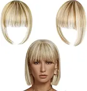 Blonde Bangs Clip in Bangs,Full Front Neat Bangs Straight Fringe Bang,One Piece Hairpiece (18BH613#)