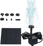 1.5W Solar Fountain Pump Kit with Separate Solar Panel, Solar Bird Bath Fountain with 6 Different Nozzles and 9.84ft Cable, Outdoor Pond Fountain for Small Pool, Fish Tank, Garden Decor